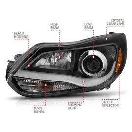Anzo 121490 - Plank Style Projector Headlights (Black Housing, Clear Lens)