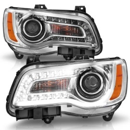 Anzo 121494 - Plank Style Projector Headlights (Chrome Housing, Clear Lens)