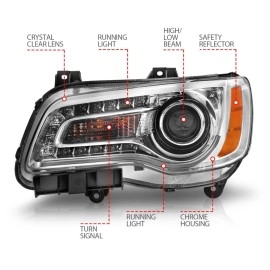 Anzo 121494 - Plank Style Projector Headlights (Chrome Housing, Clear Lens)