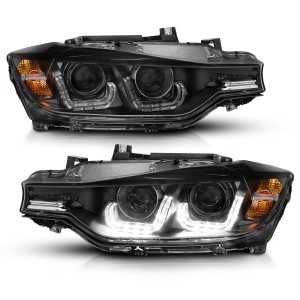 Anzo 121504 - Projector Headlights w/ U-Bar Halo (Black Housing, Clear Lens)
