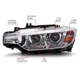 Anzo 121505 - Projector Headlights w/ U-Bar Halo (Chrome Housing, Clear Lens)