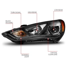 Anzo 121511 - Plank Style Projector Headlights (Black Housing, Clear Lens)