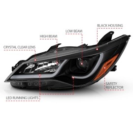 Anzo 121518 - Plank Style Projector Headlights (Black Housing, Clear Lens)