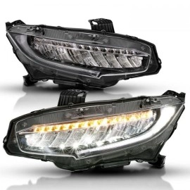 Anzo 121527 - Plank Style Projector Headlights w/ Sequential Signal (Black Housing, Clear Lens)