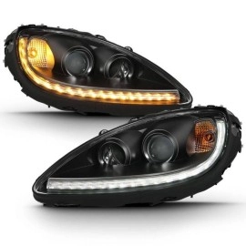 Anzo 121553 - Plank Style Projector Headlights w/ Switchback Signal (Black Housing, Clear Lens)