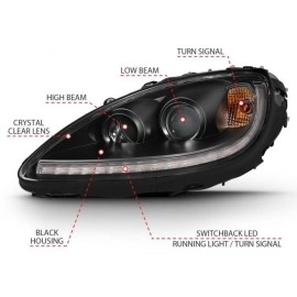 Anzo 121553 - Plank Style Projector Headlights w/ Switchback Signal (Black Housing, Clear Lens)