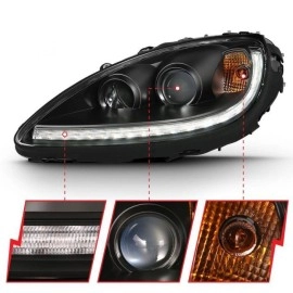 Anzo 121553 - Plank Style Projector Headlights w/ Switchback Signal (Black Housing, Clear Lens)