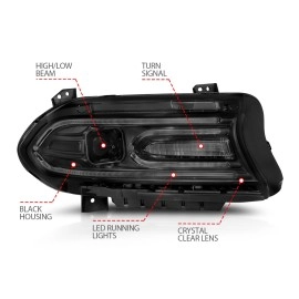 Anzo 121559 - Plank Style Projector Headlights (Black Housing, Clear Lens)