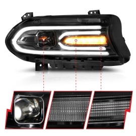 Anzo 121559 - Plank Style Projector Headlights (Black Housing, Clear Lens)
