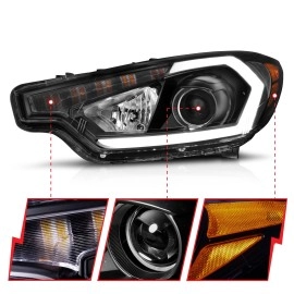 Anzo 121562 - Plank Style Projector Headlights (Black Housing, Clear Lens)