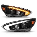 Anzo 121564 - Plank Style Projector Headlights w/ DRL & Switchback Signal (Black Housing, Clear Lens)
