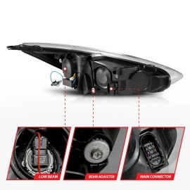 Anzo 121564 - Plank Style Projector Headlights w/ DRL & Switchback Signal (Black Housing, Clear Lens)