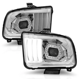 Anzo 121567 - Light Bar Style Projector Headlights (Chrome Housing, Clear Lens)