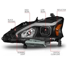 Anzo 121569 - Light Bar Style Projector Headlights (Black Housing, Clear Lens)