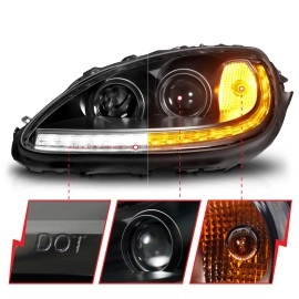 Anzo 121571 - Plank Style Projector Headlights w/ Sequential Signal (Black Housing, Clear Lens)
