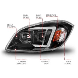 Anzo 121573 - Plank Style Projector Headlights (Black Housing, Clear Lens)