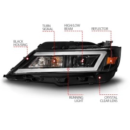 Anzo 121574 - Light Bar Style Projector Headlights (Black Housing, Clear Lens)