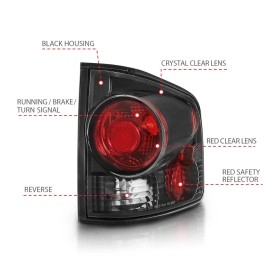 Anzo 211034 - 3D Style Tail Lights (Black Housing, Clear / Red Lens)