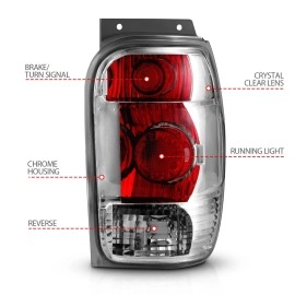 Anzo 211082 - Tail Lights (Chrome Housing, Clear / Red Lens)