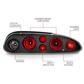 Anzo 221013 - Tail Lights (Black Housing, Clear / Red Lens)