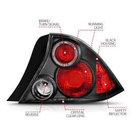 Anzo 221046 - Tail Lights w/ Halo (Black Housing, Clear / Red Lens)