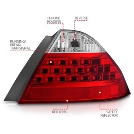 Anzo 221143 - Tail Lights (Chrome Housing, Clear / Red Lens)