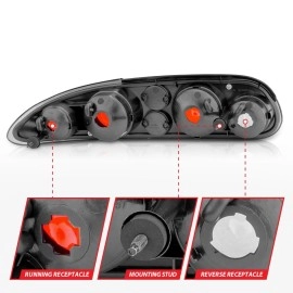 Anzo 221175 - Tail Lights (Chrome Housing, Red / Smoke Lens)