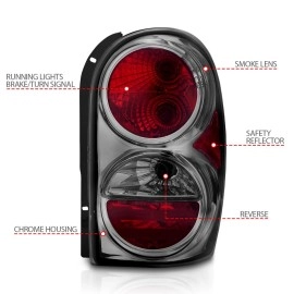 Anzo 221195 - Tail Lights (Chrome Housing, Red / Smoke Lens)