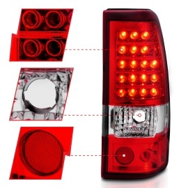 Anzo 311007 - LED Tail Lights (Chrome Housing, Clear / Red Lens)