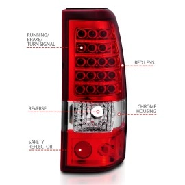 Anzo 311007 - LED Tail Lights (Chrome Housing, Clear / Red Lens)