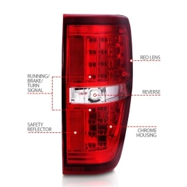 Anzo 311139 - LED Tail Lights (Chrome Housing, Clear / Red Lens)