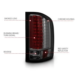 Anzo 311159 - LED Tail Lights (Chrome Housing, Smoke Lens)