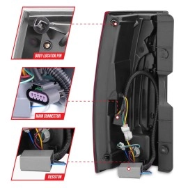 Anzo 311190 - Escalade Look LED Tail Lights (Chrome Housing, Clear / Red Lens)