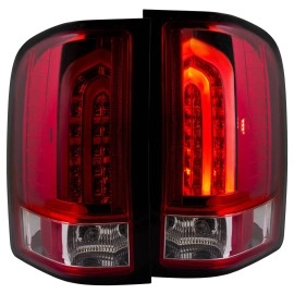 Anzo 311225 - Light Bar Style LED Tail Lights (Chrome Housing, Clear / Red Lens)