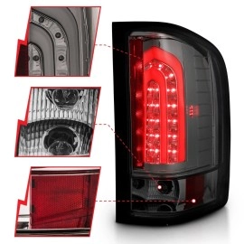Anzo 311226 - Light Bar Style LED Tail Lights (Chrome Housing, Smoke Lens)