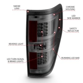 Anzo 311258 - G2 LED Tail Lights (Chrome Housing, Smoke Lens)