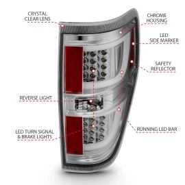 Anzo 311259 - G2 LED Tail Lights (Chrome Housing, Clear Lens)