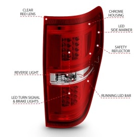 Anzo 311260 - G2 LED Tail Lights (Chrome Housing, Clear / Red Lens)