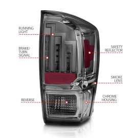 Anzo 311282 - LED Tail Lights (Chrome Housing, Smoke Lens)