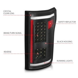 Anzo 311285 - Light Bar Style LED Tail Lights (Black Housing, Clear Lens)