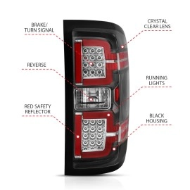 Anzo 311289 - Light Bar Style LED Tail Lights w/ Sequential Turn Signal (Black Housing, Clear Lens)