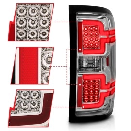 Anzo 311291 - Light Bar Style LED Tail Lights w/ Sequential Turn Signal (Chrome Housing, Clear Lens)