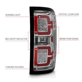 Anzo 311291 - Light Bar Style LED Tail Lights w/ Sequential Turn Signal (Chrome Housing, Clear Lens)