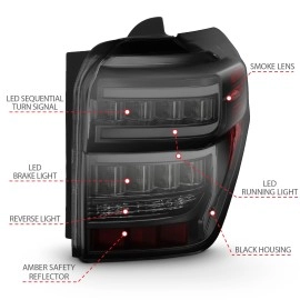 Anzo 311312 - Bar Style LED Tail Lights w/ Sequential Turn Signal (Black Housing, Smoke Lens)