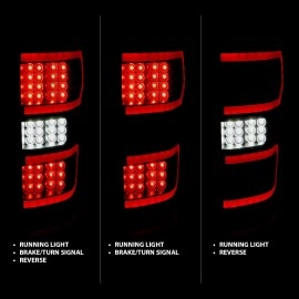 Anzo 311314 - Light Bar Style LED Tail Lights w/ Sequential Turn Signal (Black Housing, Clear Lens)