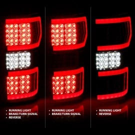 Anzo 311316 - Light Bar Style LED Tail Lights w/ Sequential Turn Signal (Chrome Housing, Clear Lens)