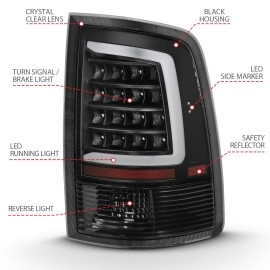 Anzo 311318 - C-Bar Style LED Tail Lights (Black Housing, Clear Lens)