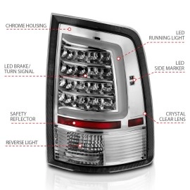 Anzo 311320 - C-Bar Style LED Tail Lights (Chrome Housing, Clear Lens)