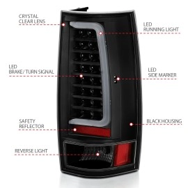 Anzo 311321 - C-Bar Style LED Tail Lights (Black Housing, Clear Lens)