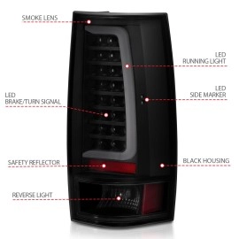 Anzo 311322 - C-Bar Style LED Tail Lights (Black Housing, Smoke Lens)